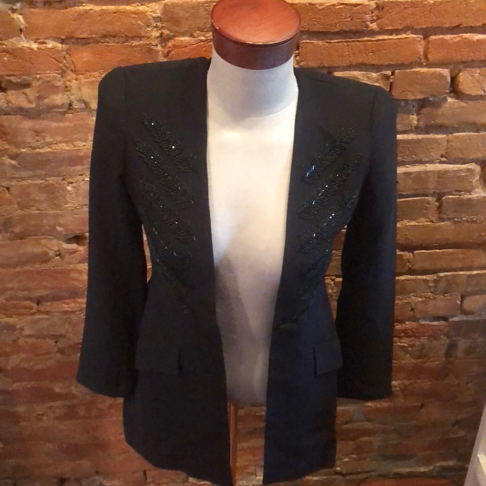 Black beaded fitted blazer